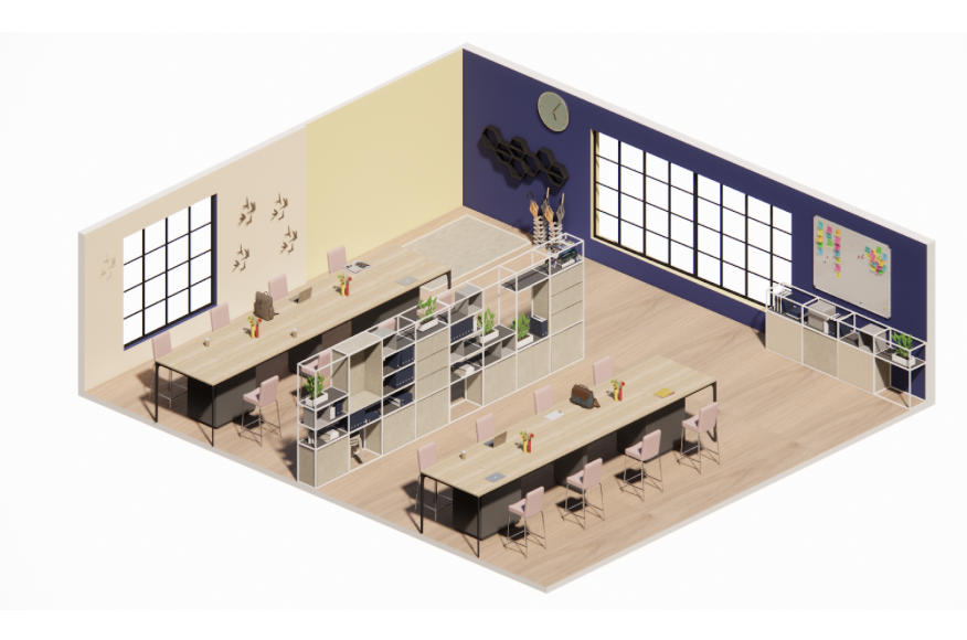 อันดับที่ 4 รูปแบบ Hot Desk เป็นพื้นที่ทำงานที่จัดพื้นที่โต๊ะทำงานเป็นส่วนกลาง และเน้น open space