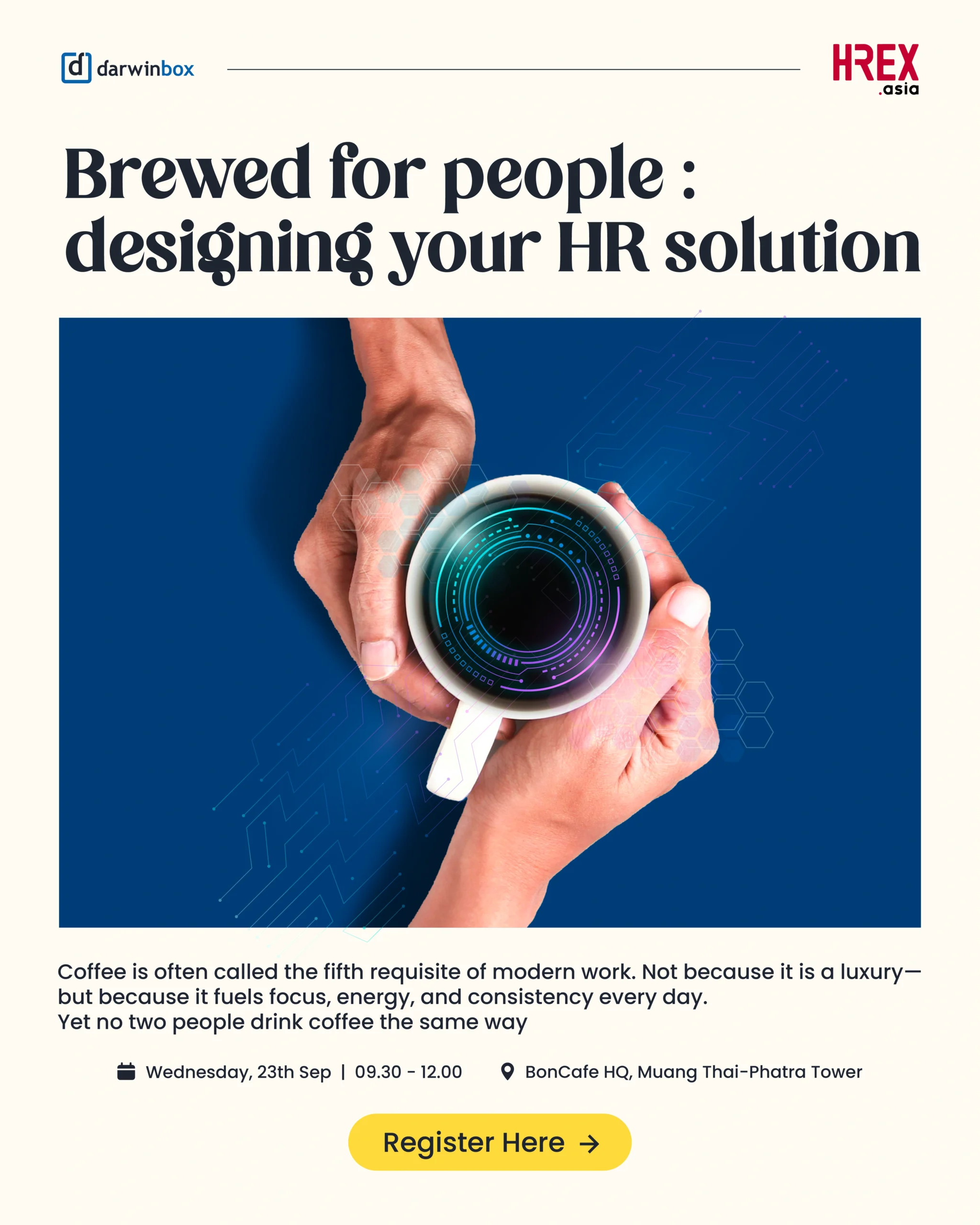 HREX และ Darwinbox ชวนผู้นำ HR ร่วมงาน Brewed for People: ชง HR Solution ให้คนอยากใช้ 1 Brewed for People: Designing Your HR Solution